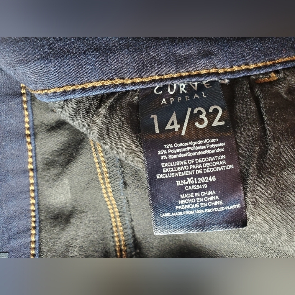 Curve Appeal Dark Wash High-Rise Essential Skinny Jeans Women's Size 14/32 NWOT - Picture 5 of 16